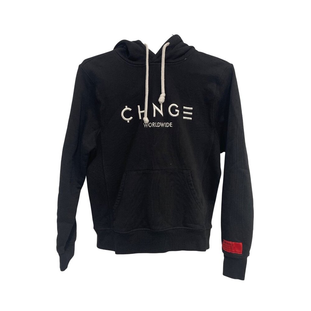 CHNGE Worldwide Pullover Hoodie Size XXS Long Sleeve Organic Cotton Black White